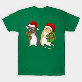 Two cute gerbils with Christmas hats and presents T-Shirt